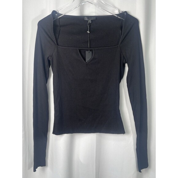THE RANGE Mass Rob Square Neck Long Sleeve Top In Jet Black Sz L New - Picture 4 of 9